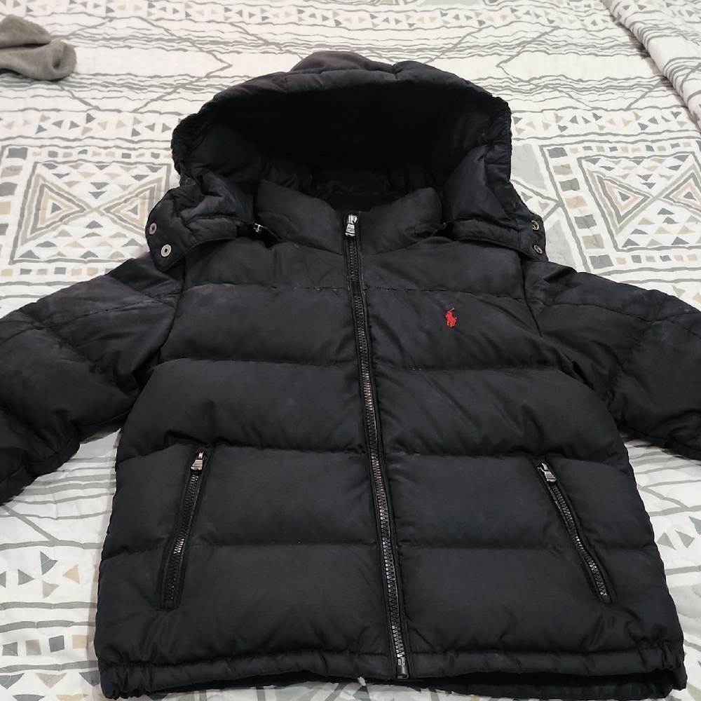 Polo by Ralph Lauren Kids Black Puffer Jacket with Red Logo - Picture 4 of 5